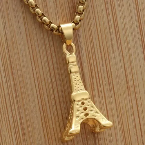 NTM1887 Eiffel Tower Pendant Punk Parisian Stainless Steel Necklace for Women