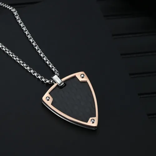 NTM1181 Hip Hop Necklace with Shield Tag Dual Wrench Carbon Fiber Pendant Accessory