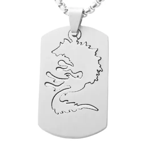 NTM1827 Wolf Pendant Necklace Stainless Steel Glitter Wolf Charm