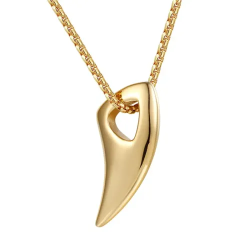 NTM2170 Wolf Tooth Pendant Necklace Stainless Steel Couples Bullhorn Charm