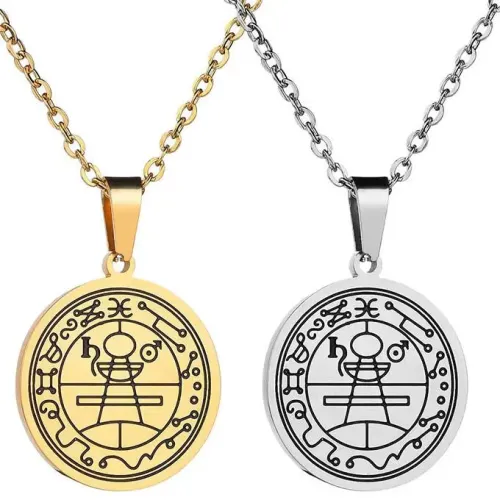 NTM3817 Unisex Abstract Symbol Round Tag Necklace with Enamel Drop Pendant