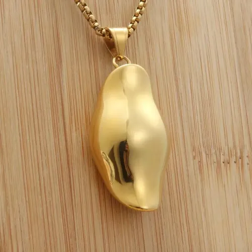 NTM1914 Ingot Pendant Punk Stainless Steel Sycee Necklace