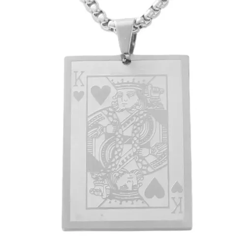 NTM1791 Poker Card Pendant Stainless Steel Playing Card Necklace