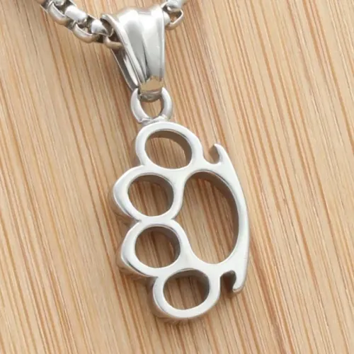 NTM1968 Bear Claw Pendant Punk Hollow Animal Stainless Steel Necklace