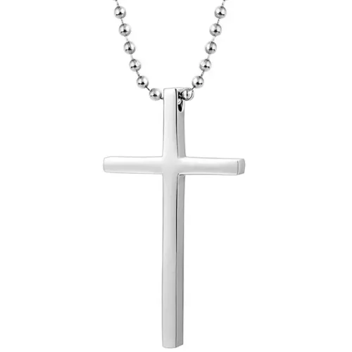 NTM2105 Thick Cross Pendant Necklace Polished Stainless Steel Crucifix Charm