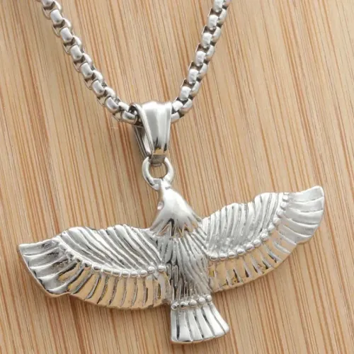 NTM1908 Eagle Wings Pendant Punk Stainless Steel Bald Eagle Necklace