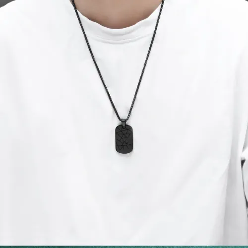 NTM1244 Men's Cracked Diamond Pattern Pendant Stainless Steel Fashion Necklace Charm