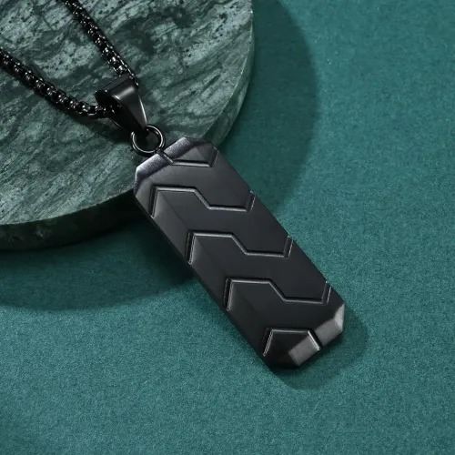 NTM1107 Hexagon 3D Beveled Tire Pattern Pendant Custom Hip Hop Stainless Steel Necklace for Men