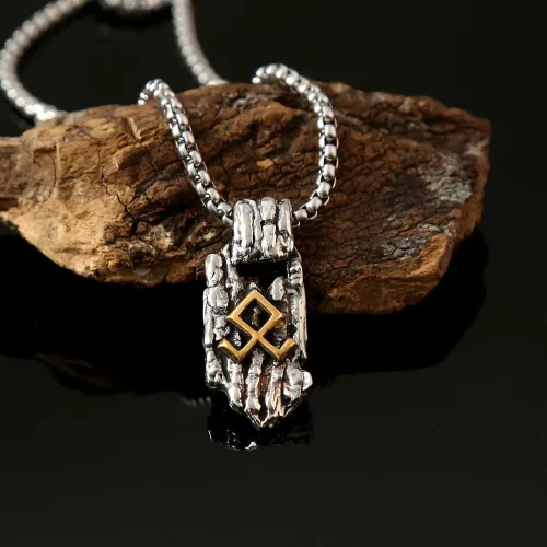 NTM910 Nordic Viking Rune Odin Runa Pendant Stainless Steel Men's Necklace Jewelry