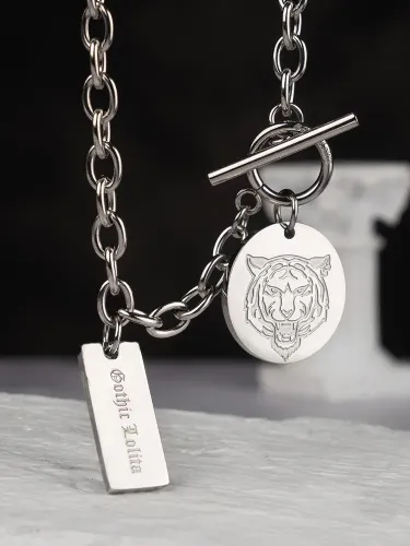 NTM3280 Year of the Tiger Zodiac Hoodie Necklace Couples Cuban Link Hip Hop Chain