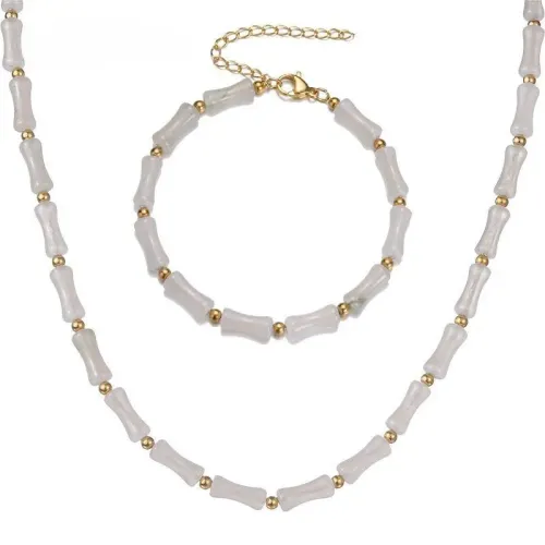NTM3495 Natural Bamboo Necklace Clavicle Chain Sophisticated set Style