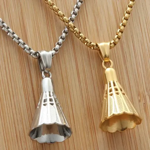NTM1967 Badminton Shuttlecock Pendant Women's Punk Stainless Steel Sports Necklace
