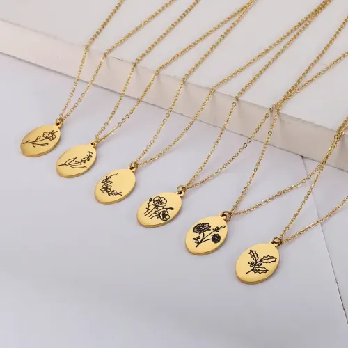 NTM2503 December Pendant Necklace Stainless Steel Flower Dongdaemun Design