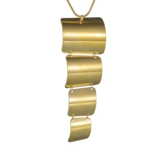 NTM3374 18K Gold Plated Stainless Steel Geometric Trapezoid Necklace Punk Sweater Chain for Women