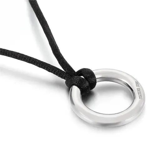 NTM2686 Elegant Stainless Steel Round Pendant on Velvet Rope Women's Statement Necklace