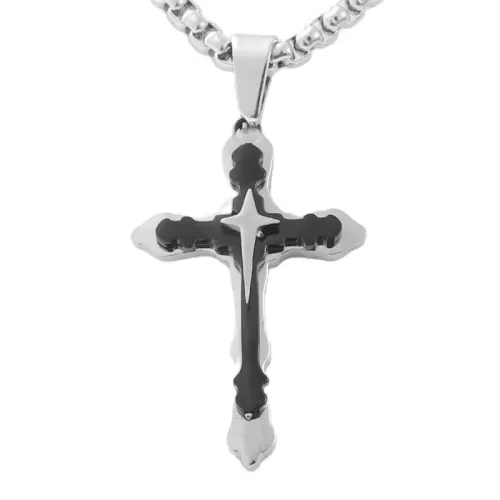 NTM1794 Cross Pendant Necklace Stainless Steel Crucifix Charm
