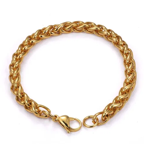 NTM3231 Twist Chain Bracelet for Women Stainless Steel Gold Plated, Versatile as Necklace