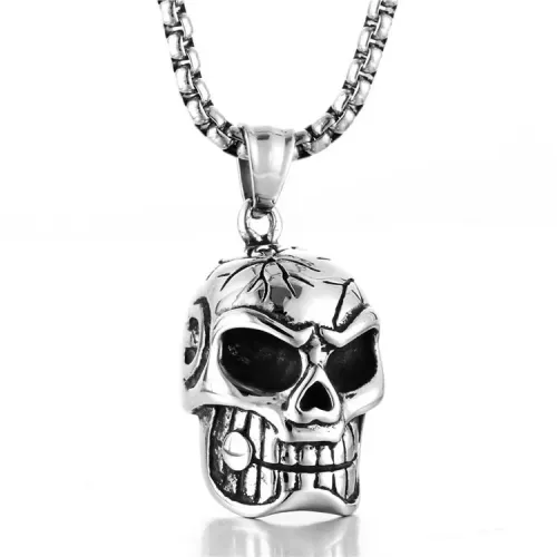 NTM2155 Skull Head Pendant Rave Hip Hop Necklace Punk Stainless Steel Smoker Skull Charm
