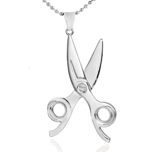 NTM2129 Salon Scissors Pendant Necklace Unisex Stainless Steel Hairdresser Charm