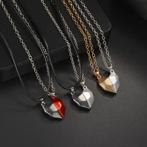 NTM3856 Magnetic Heart Couple's Necklaces with Wish Stone for Women Clavicle Chain Set