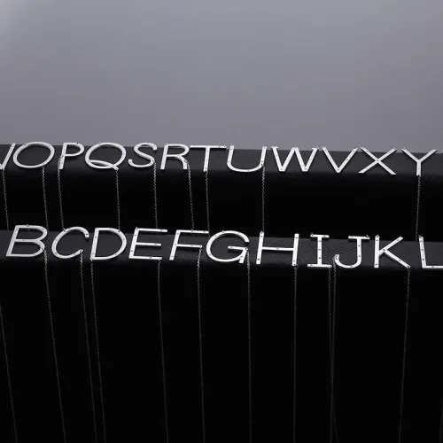 NTM2548 26 Alphabet Letter Pendants with Diamonds Stainless Steel Necklace Jewelry
