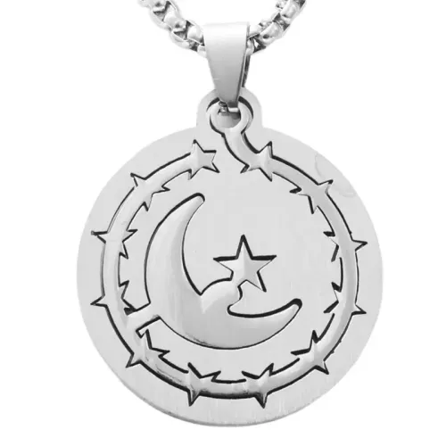 NTM1834 Moon and Stars Pendant Necklace Stainless Steel Celestial Jewelry
