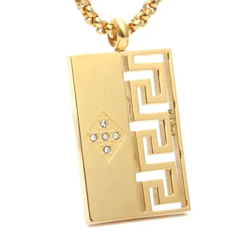 NTM2059 Rectangle Pendant Necklace Stainless Steel Hollow Long Tag Christmas Gift