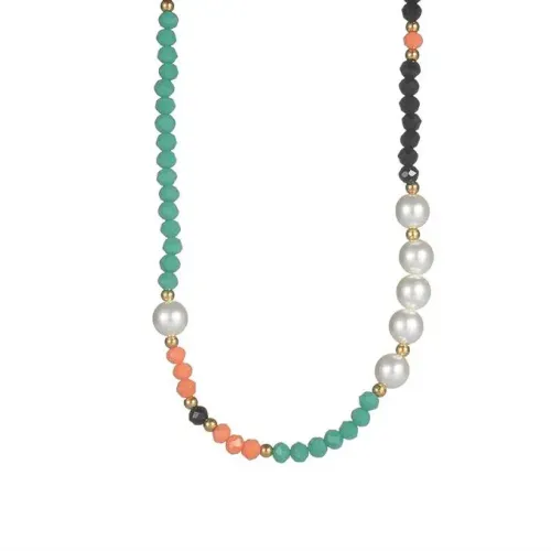 NTM3414 Bohemian Colorful Beaded Choker Handcrafted Patchwork Necklace