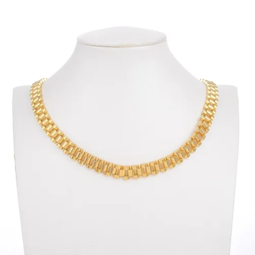 NTM2381 Gold Toned 10mm Wide Strap Necklace Unisex Stainless Steel Hip Hop Jewelry