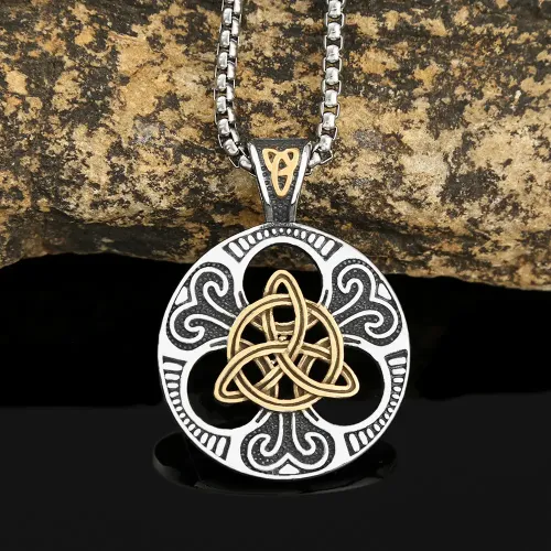 NTM935 Viking Celtic Knot Pendant Irish Love Stainless Steel Necklace for Men