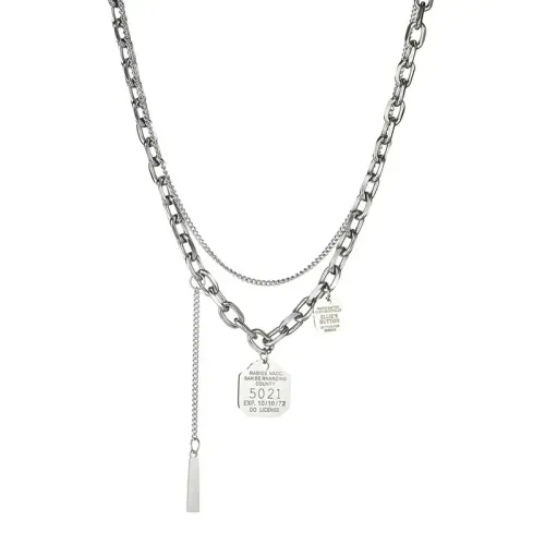 NTM3617 Hip Hop Double Layered Disco Necklace Women Stainless Steel Number Pendant
