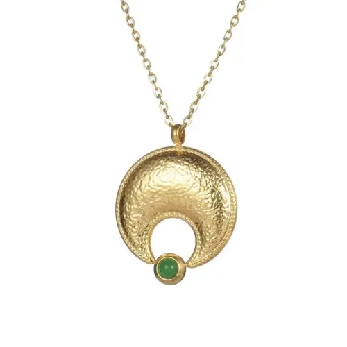 NTM3599 Bohemian Lucky Guardian Moon Necklace for Women 18K Gold Stainless Steel Tassel Clavicle Chain
