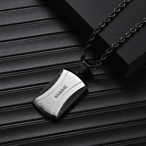 NTM1252 Sleek Men's Stainless Steel Pendant Modern Masculine Necklace Charm