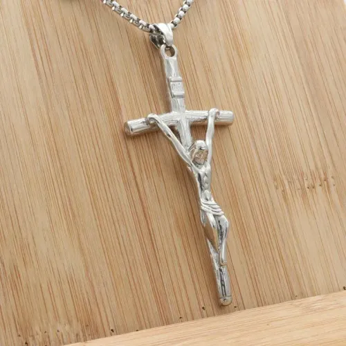 NTM1893 Cross Pendant Punk Stainless Steel Clover Necklace