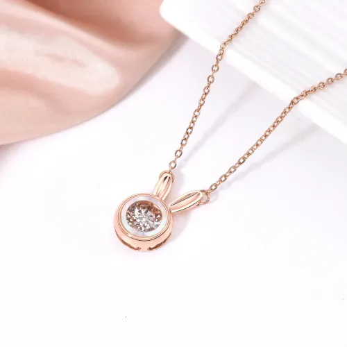 NTM3168 Rose Gold Diamond Rabbit Pendant Necklace Women's Clavicle Chain