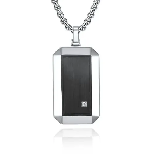 NTM1166 Men's Black Brushed Stainless Steel Necklace Hip Hop Pendant Accessory