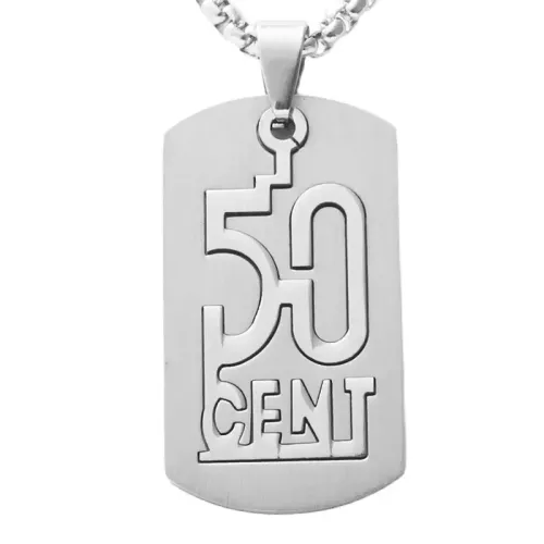 NTM1718 Number 50 Pendant Sparkling Sequin Stainless Steel Necklace
