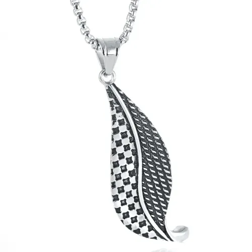NTM2253 Leaf Pendant Necklace Unisex Stainless Steel Leaf Charm