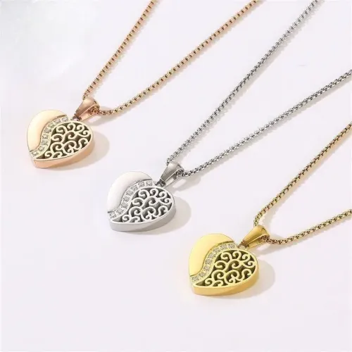 NTM2736 Sweetheart Stainless Steel Pendant Necklace Heart Clavicle Chain Accessory