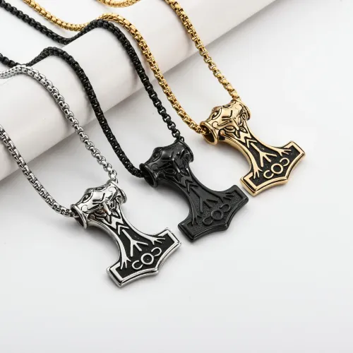 NTM2337 Men's Thor Hammer Pendant Necklace Robust Stainless Steel Mjolnir Jewelry