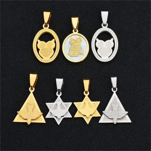 NTM3819 Vacuum Plated Owl Pendant Shell Necklace for Women Short Clavicle Chain