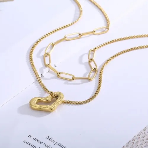 NTM2721 Multi Layer Heart Pendant Necklace for Women Sweater Chain Jewelry