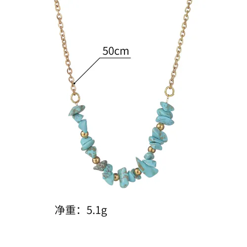 NTM3752 18K Gold Plated Stainless Steel Crown Necklace Geometric Sweater Chain for Women