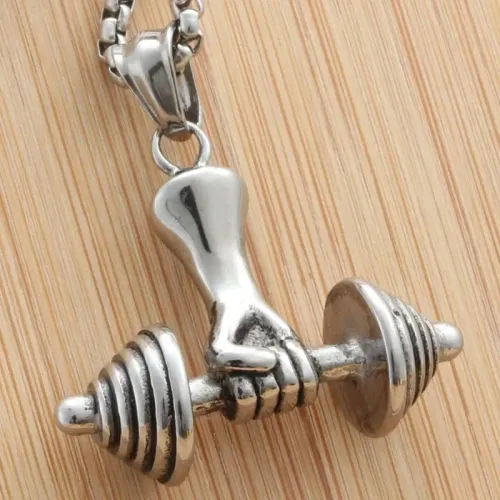 NTM1941 Dumbbell Pendant Punk Fitness Stainless Steel Gym Necklace