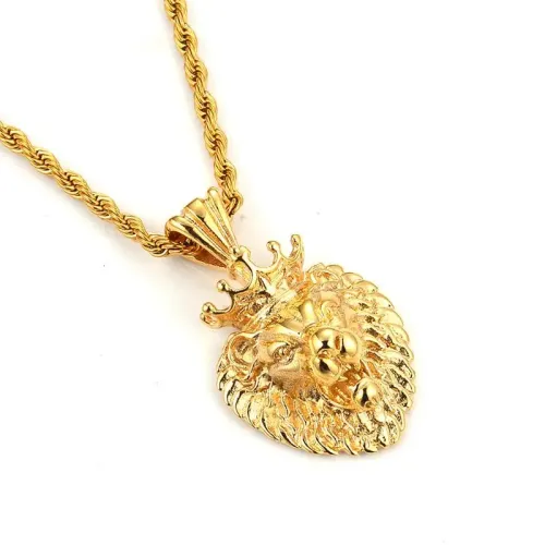 NTM3157 24K Gold Plated Lion King Pendant Stainless Steel DIY Necklace Charm