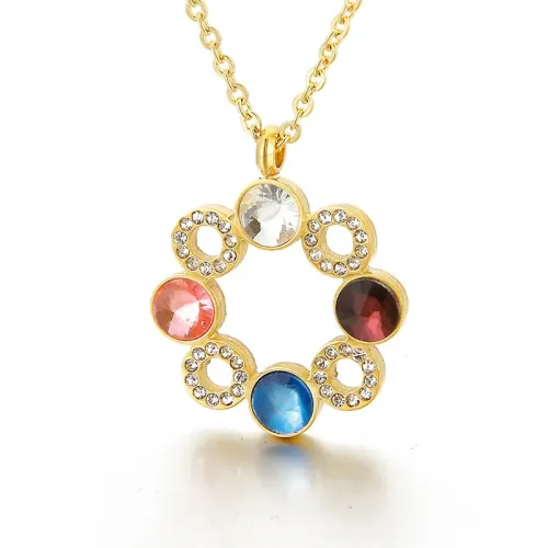NTM2457 Crystal Stainless Steel Necklace for Women Chic Jewelry Accessory