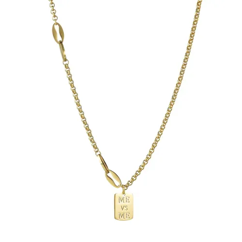 NTM3536 Stainless Steel 'ME' engrave Square Tag Necklace for Women Clavicle Chain Jewelry