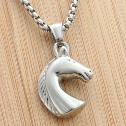 NTM1996 Horse Pendant Punk Stainless Steel Equestrian Necklace