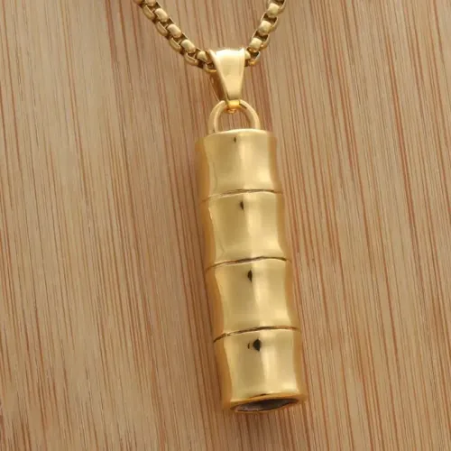 NTM1942 Stainless Steel Bamboo Pendant Necklace Punk Style Bamboo Section Jewelry