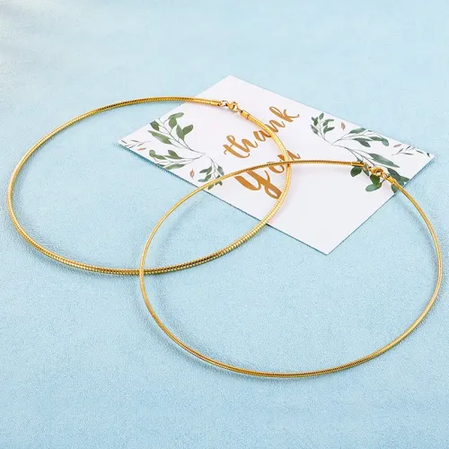 NTM2632 Gold Tone Stainless Steel Circular Necklace for Women Elegant Jewelry Piece